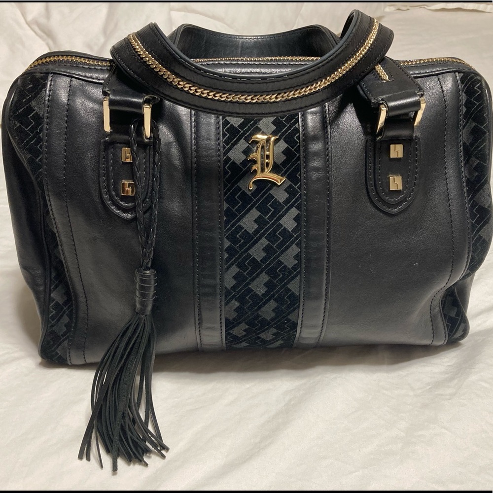L.A.M.B. black leather satchel handbag
